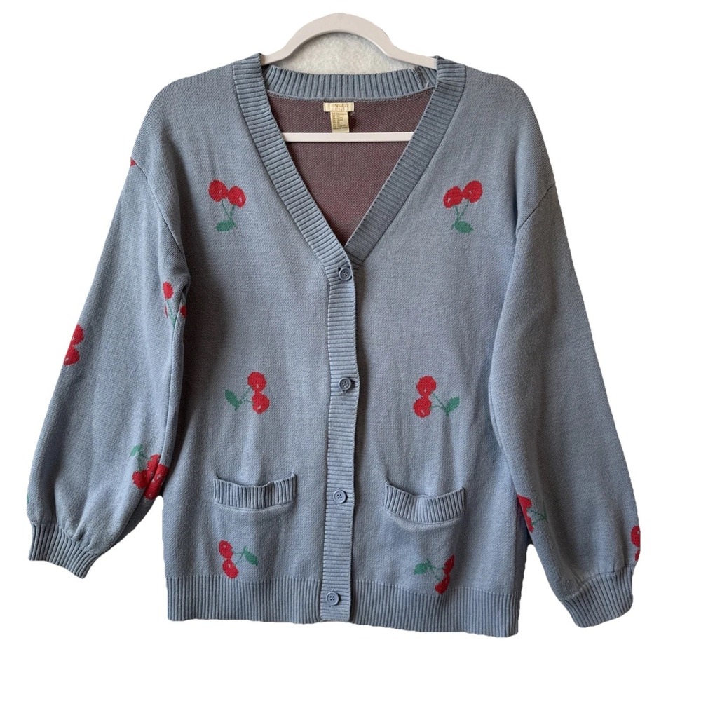 Forever 21 Cherry Cardigan Sweater Girls 13/14 Womens S/M Preppy Academia School
